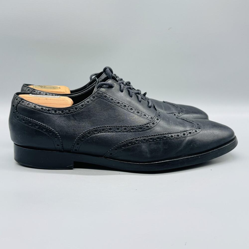 Cole Haan Shoes Mens 11.5 Black Leather Grand OS Wingtip Oxford Dress Brogue